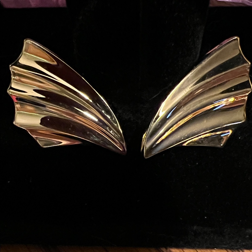 Monet gold tone earrings for pierced ears.